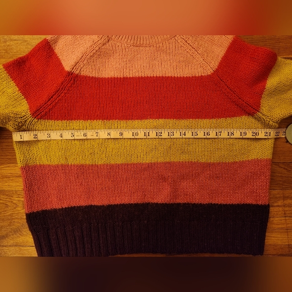 GAP Cotton Horizontal Striped Knit Sweater Pink Yellow Purple Red Fuschia Size M - Picture 4 of 6